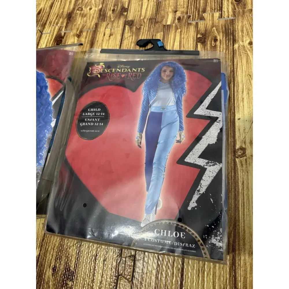 NEW! Disney Descendants Rise Of Red Chloe Costume AND Wig Youth Large 12-14